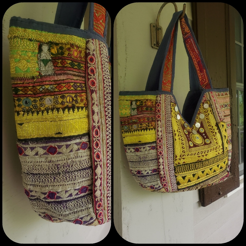 🌈 Artisan Banjara Boho Hippie Embroidered bag Handmade Patchwork Repurposed - Picture 9 of 16